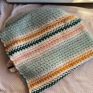 Hand crocheted yarn square 40x40 throw blanket